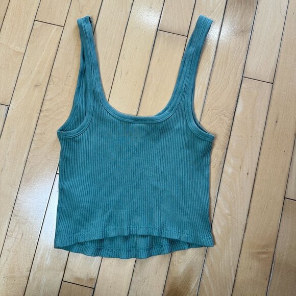 OLD NAVY Classic Ribbed Cropped Tank Top Shirt Green Size Small - Picture 4 of 6